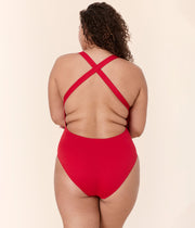 The Tulum One Piece - Eco Nylon - Cherry Red - Long Torso